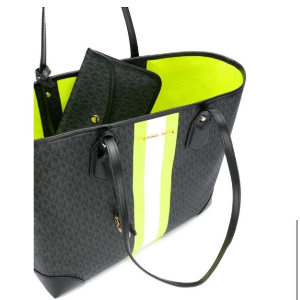Michael Kors Black and Neon Yellow Tote with Pouch FLASH SALE! - Picture 2 of 3